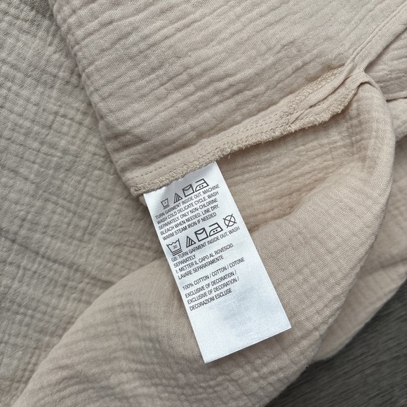 Belle Beach by Kim Gravel 2X Cotton Gauze Embroidered Peasant Top A691520 sand - Picture 13 of 14